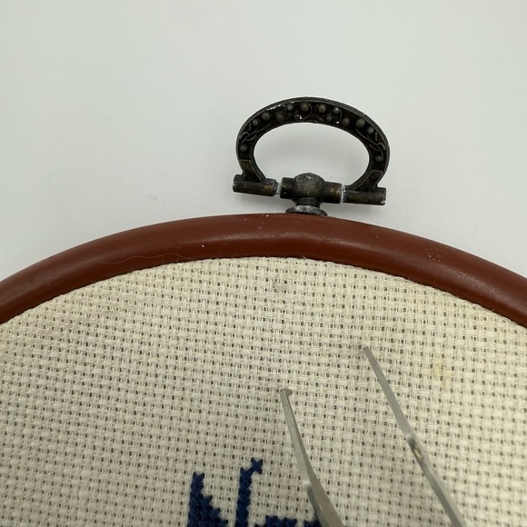 Vtg Completed Framed Cross Stitch Wall Art Nature Butterfly Cottagecore Decor - Picture 3 of 7